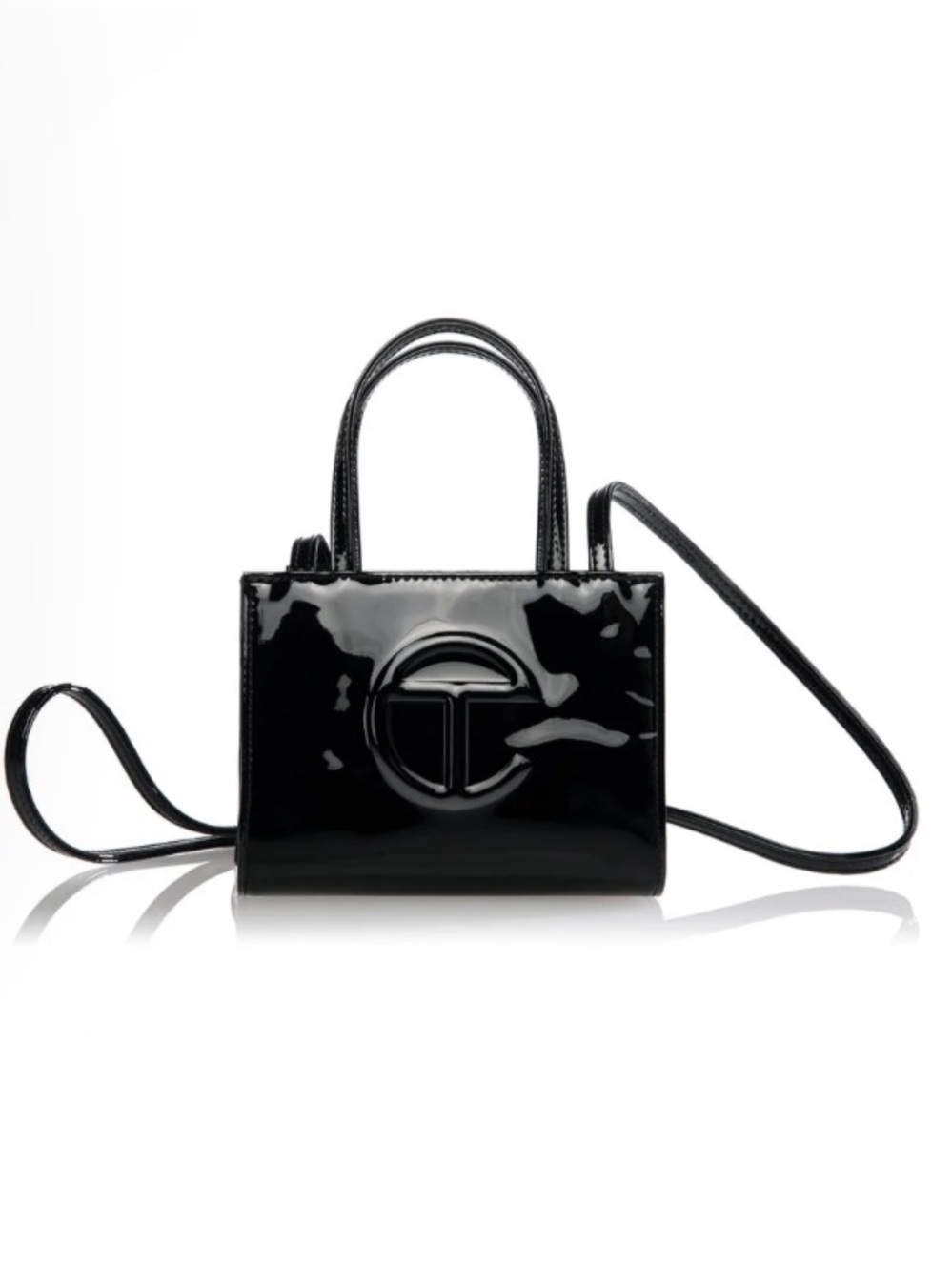 NWT Telfar Patent Small Shopping Bag in Black